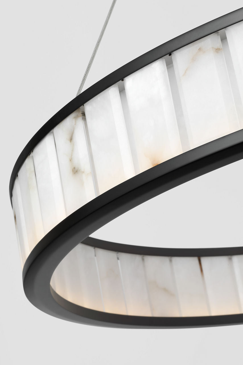 Iterna 40" Ring Chandelier | Modern Iron | Alabaster
