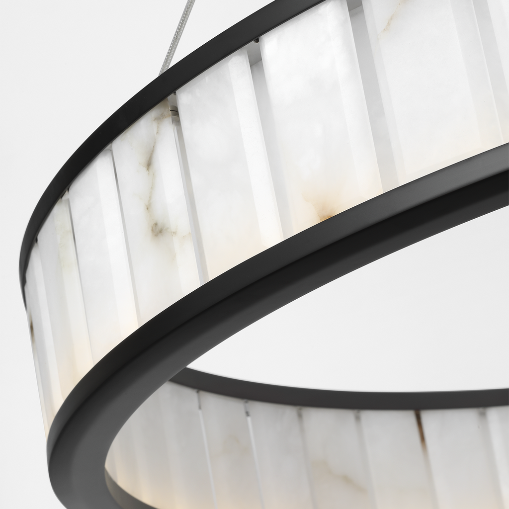 Iterna 40" Ring Chandelier | Modern Iron | Alabaster