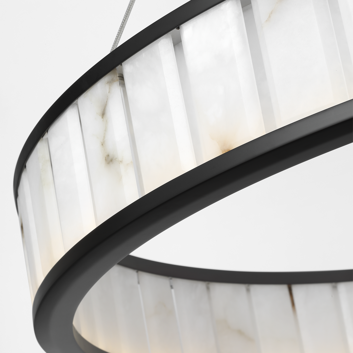 Iterna 40" Ring Chandelier | Modern Iron | Alabaster