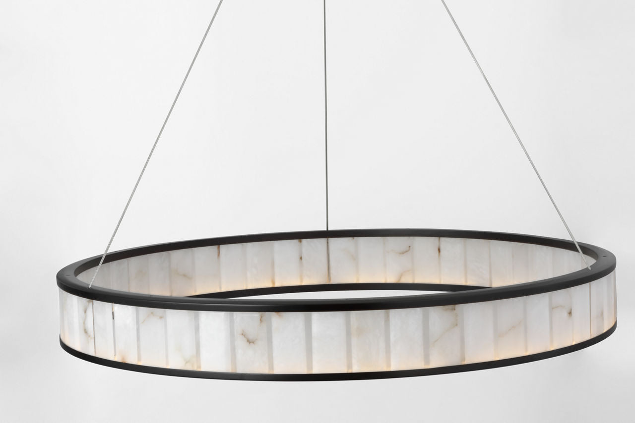 Iterna 40" Ring Chandelier | Modern Iron | Alabaster