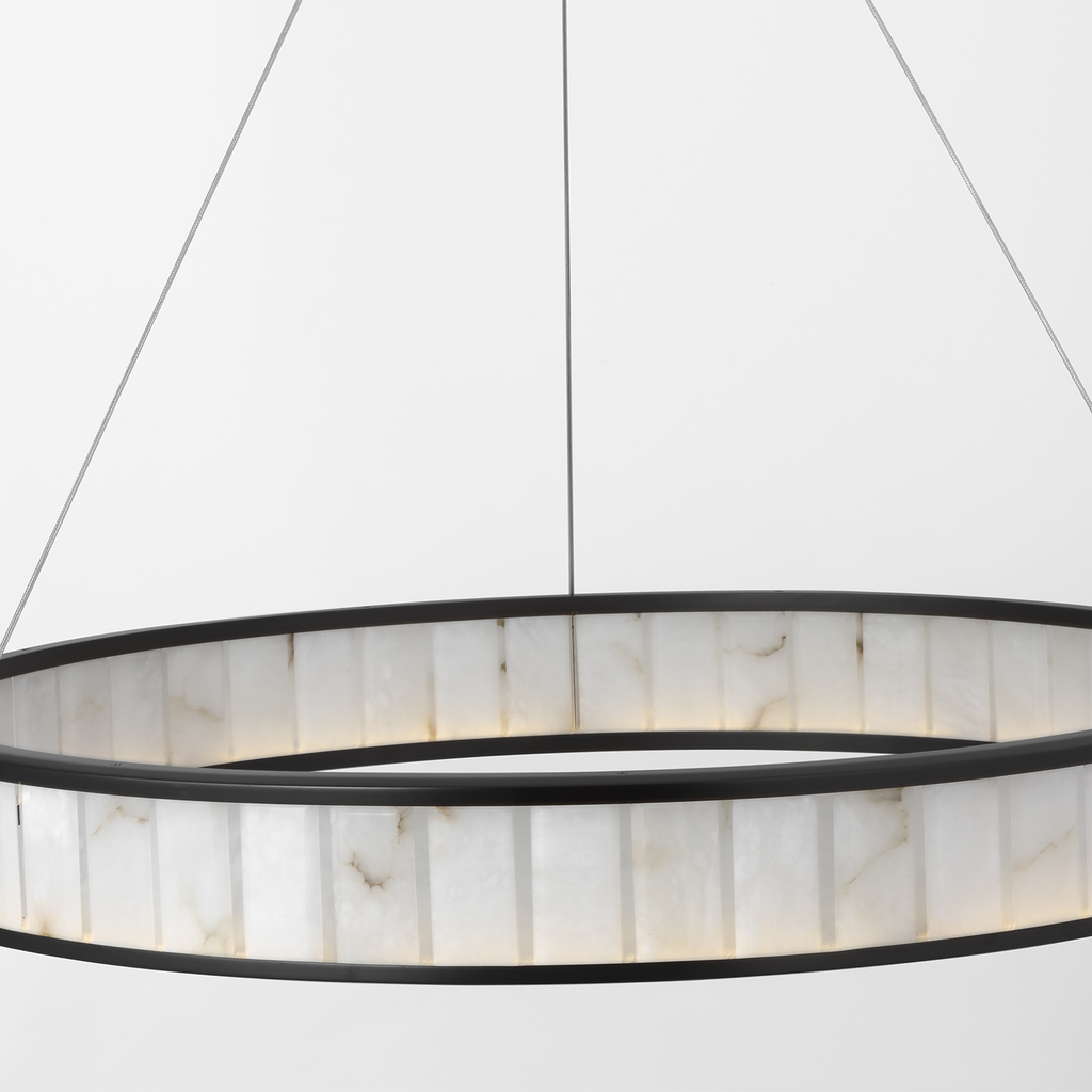 Iterna 40" Ring Chandelier | Modern Iron | Alabaster