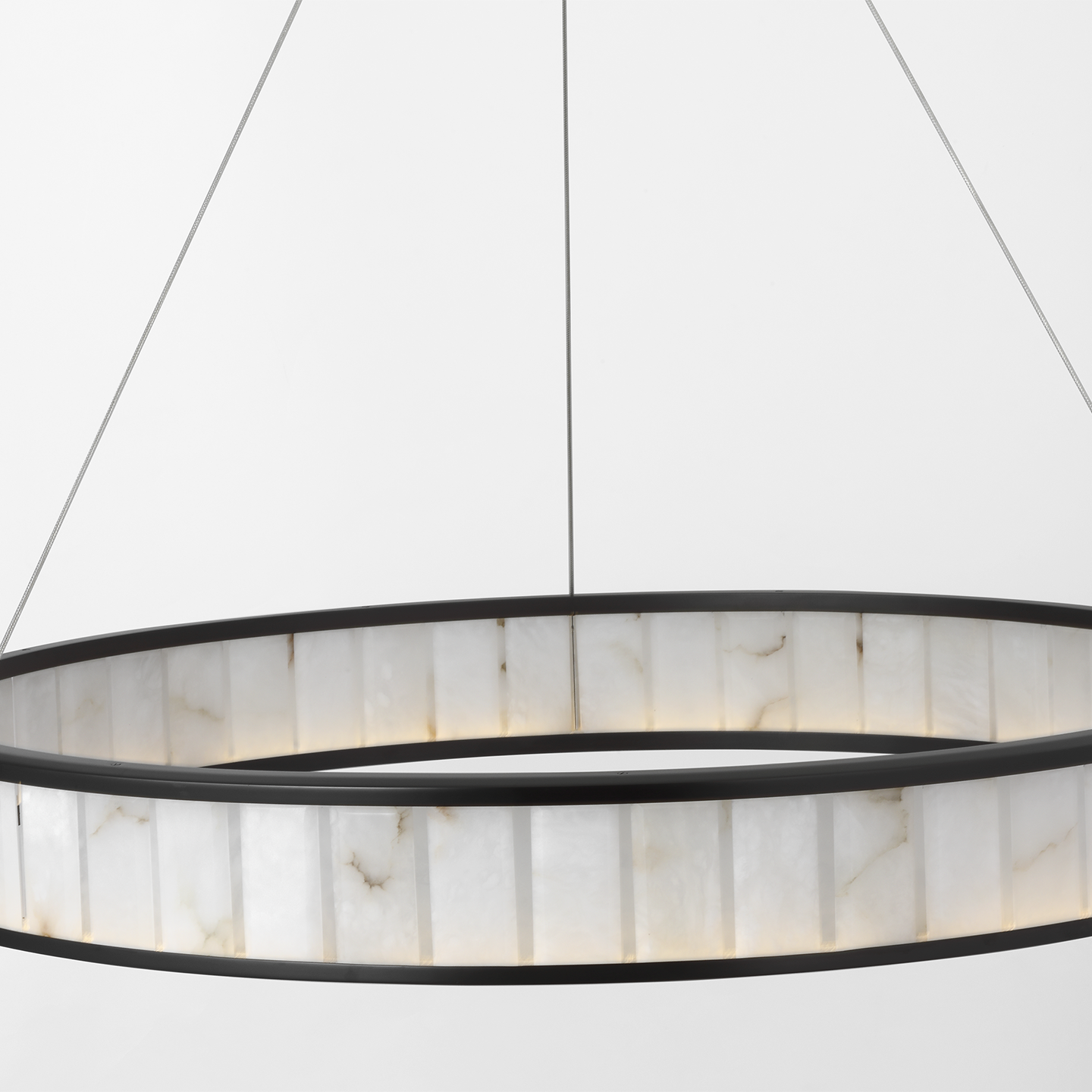Iterna 40" Ring Chandelier | Modern Iron | Alabaster