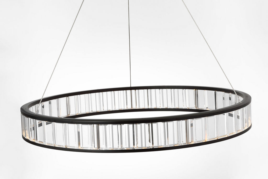 Iterna 40" Ring Chandelier | Modern Iron | Crystal