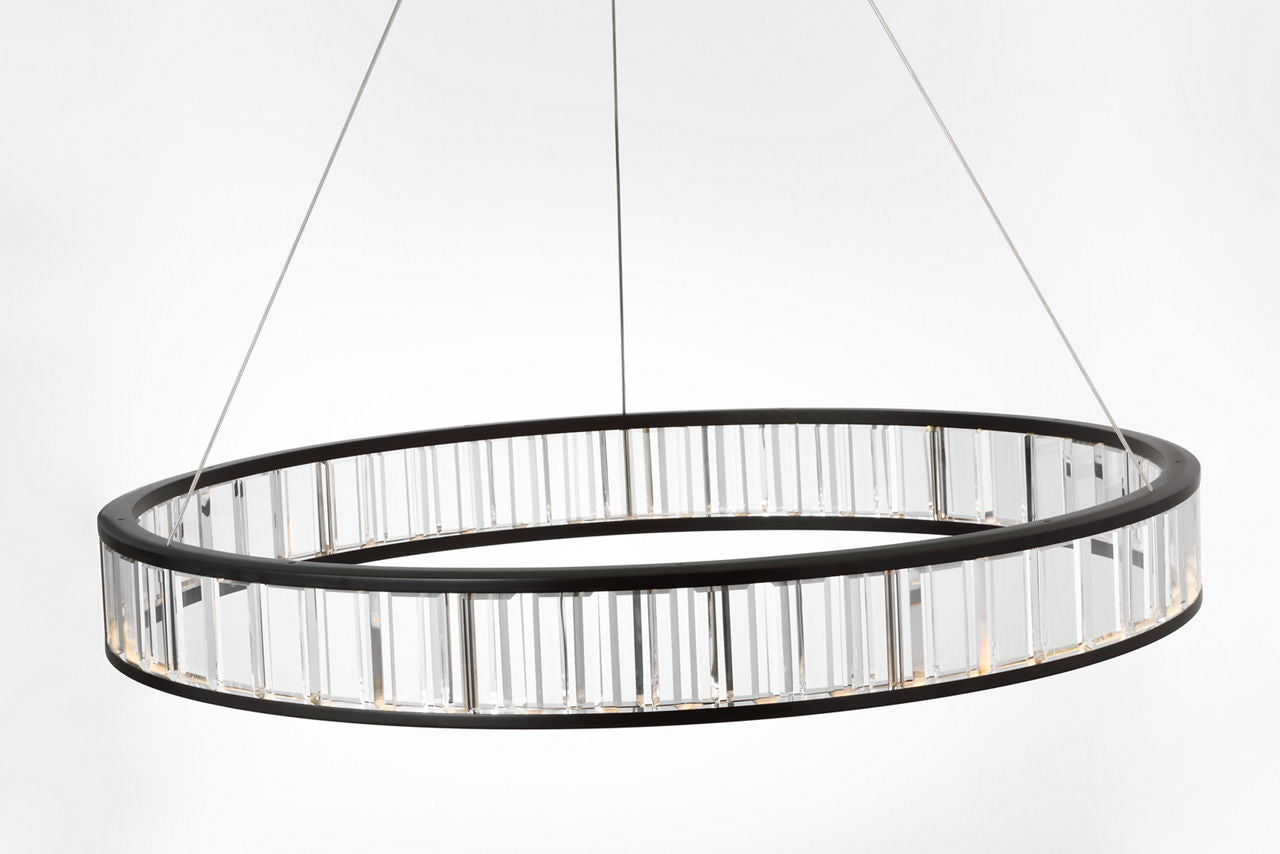 Iterna 40" Ring Chandelier | Modern Iron | Crystal