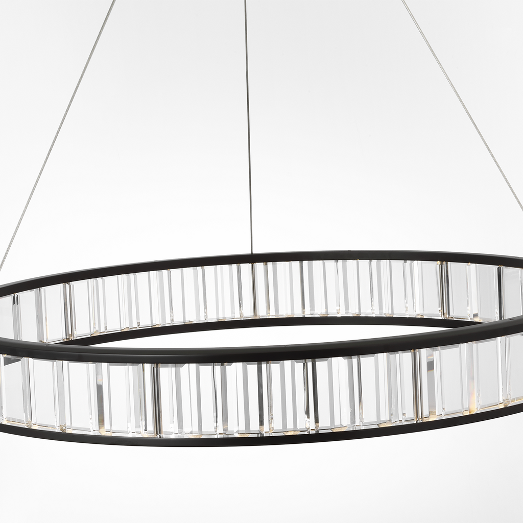 Iterna 40" Ring Chandelier | Modern Iron | Crystal