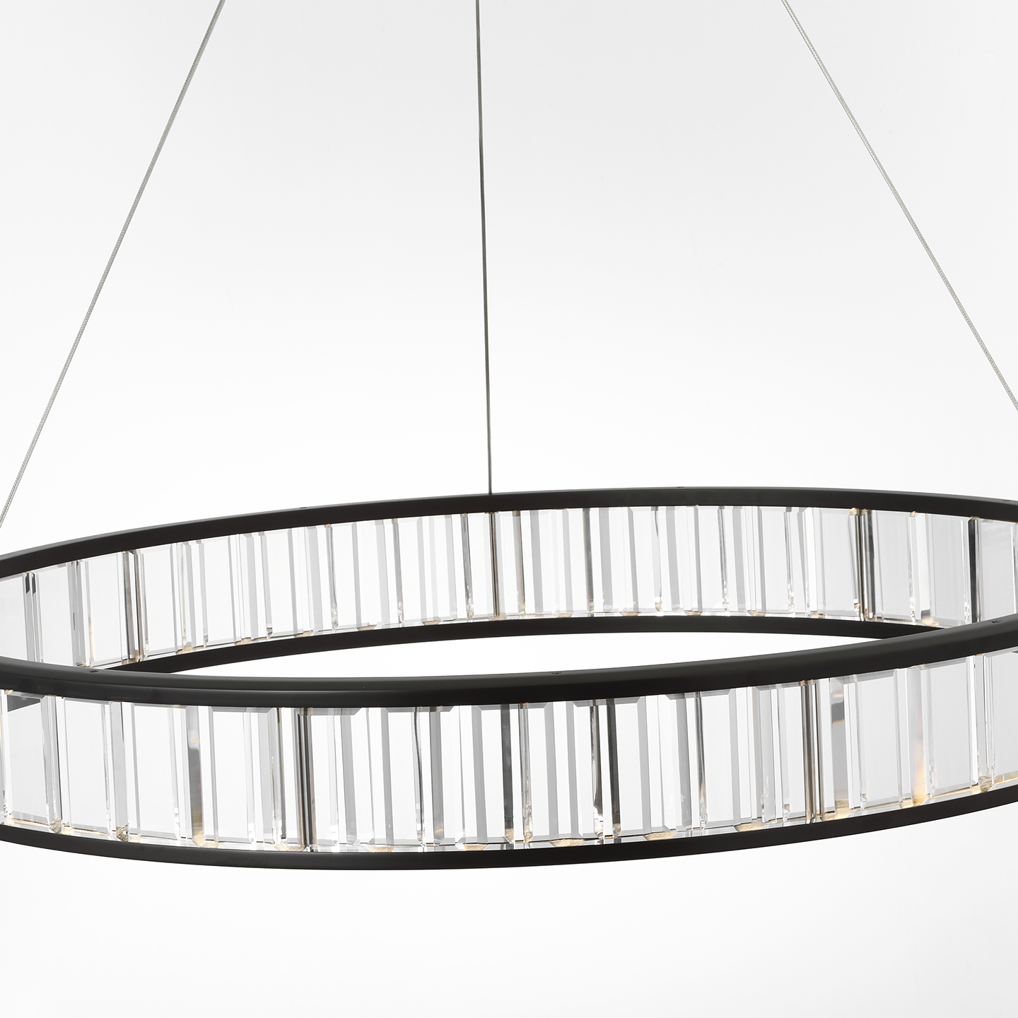 Iterna 40" Ring Chandelier | Modern Iron | Crystal