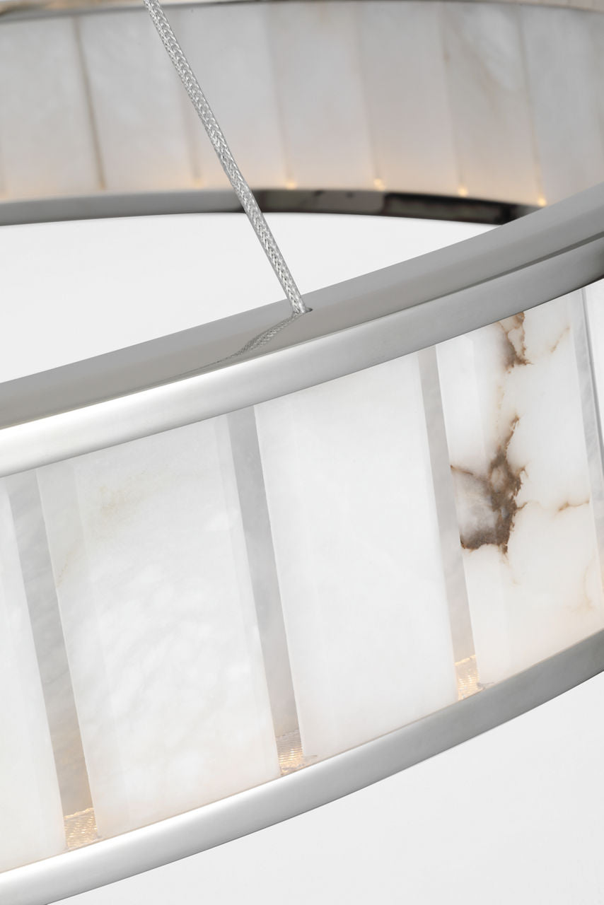 Iterna 40" Ring Chandelier | Polished Nickel | Alabaster