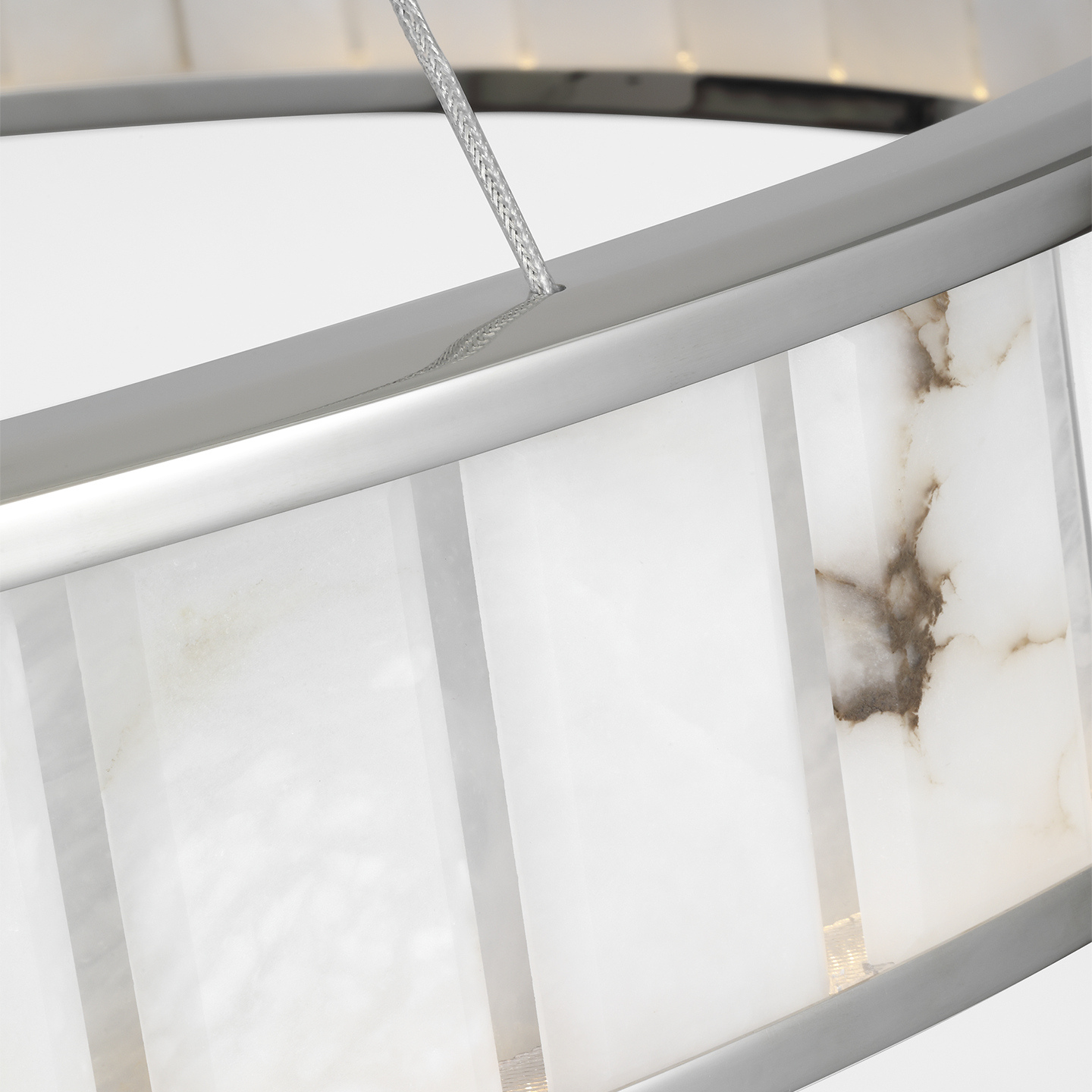 Iterna 40" Ring Chandelier | Polished Nickel | Alabaster