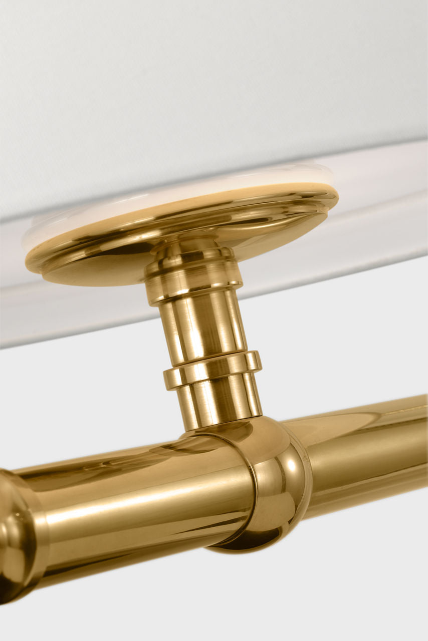 Marion 56" Linear Chandelier | Antique-Burnished Brass | Linen Shades
