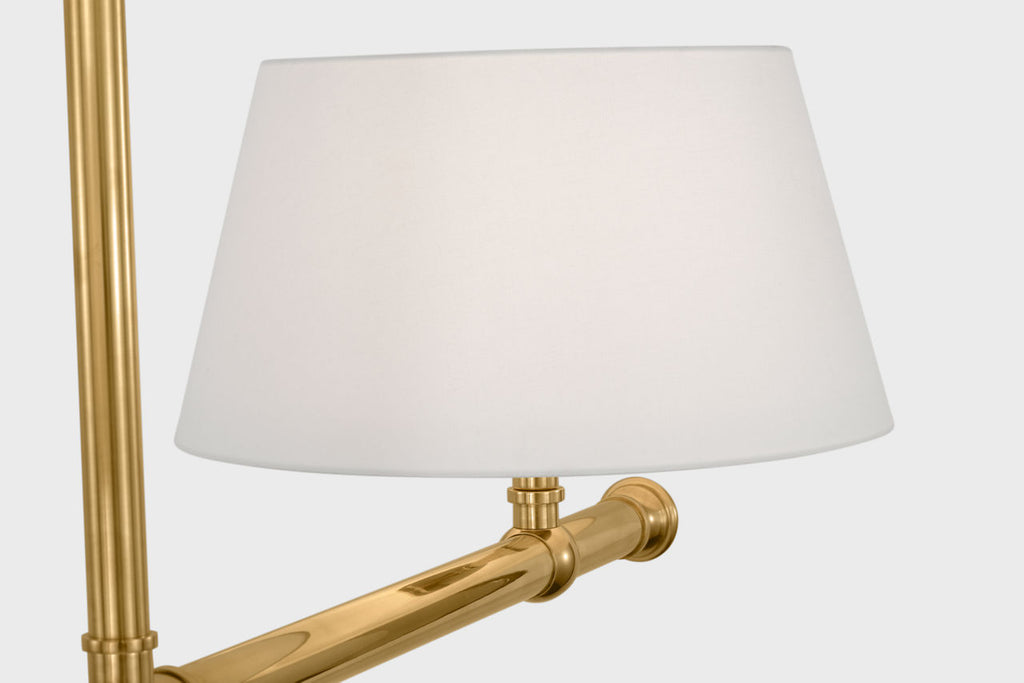 Marion 56" Linear Chandelier | Antique-Burnished Brass | Linen Shades