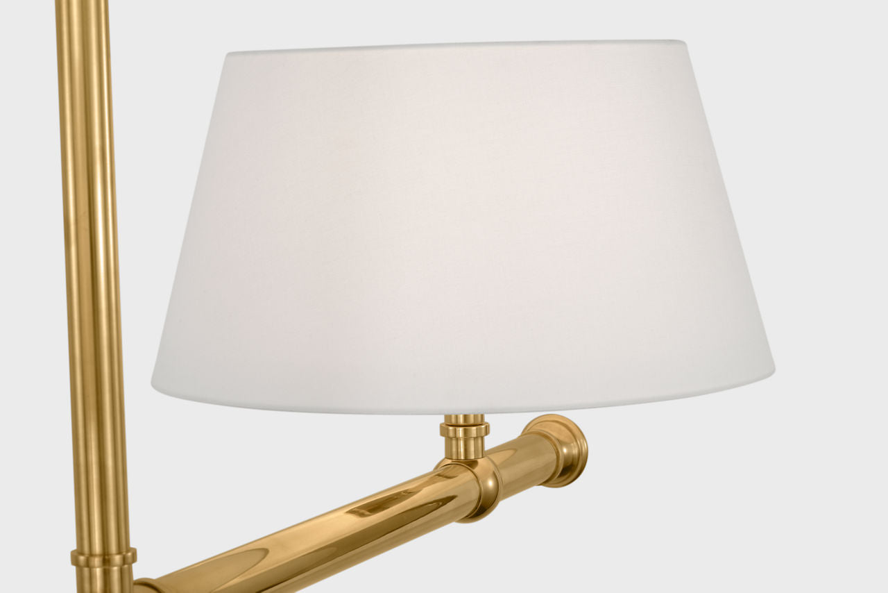 Marion 56" Linear Chandelier | Antique-Burnished Brass | Linen Shades