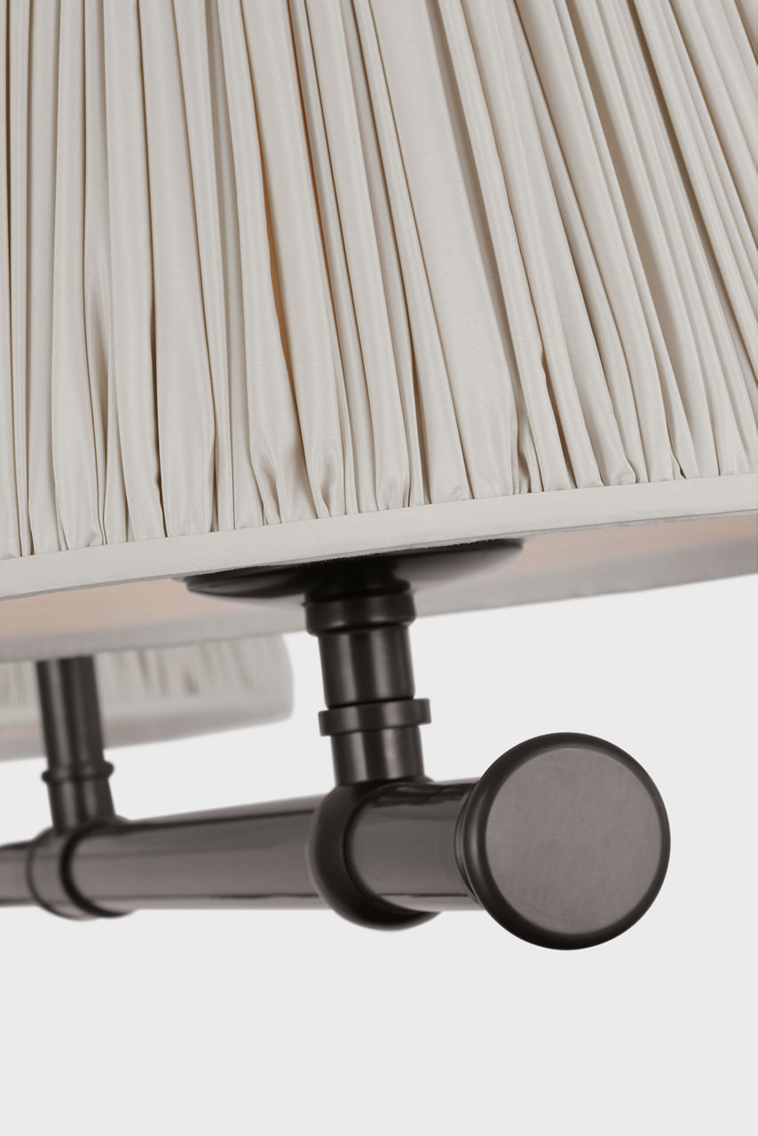 Marion 56" Linear Chandelier | Bronze | Champage Silk Pleated Shades