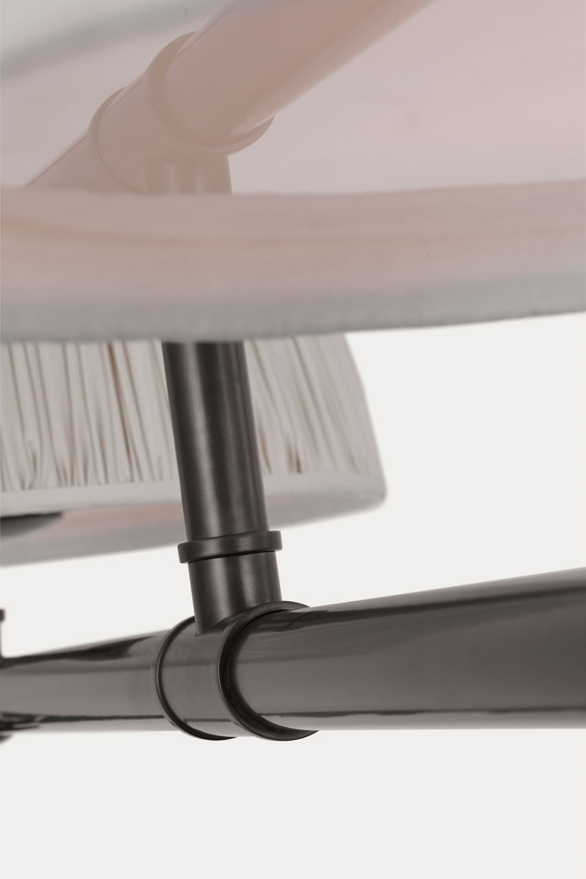 Marion 56" Linear Chandelier | Bronze | Champage Silk Pleated Shades