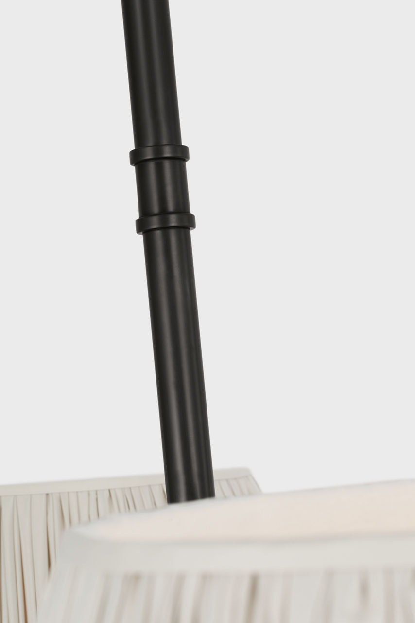 Marion 56" Linear Chandelier | Bronze | Champage Silk Pleated Shades
