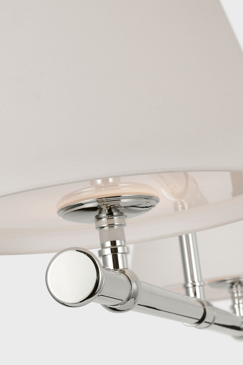 Marion 56" Linear Chandelier | Polished Nickel | Linen Shades