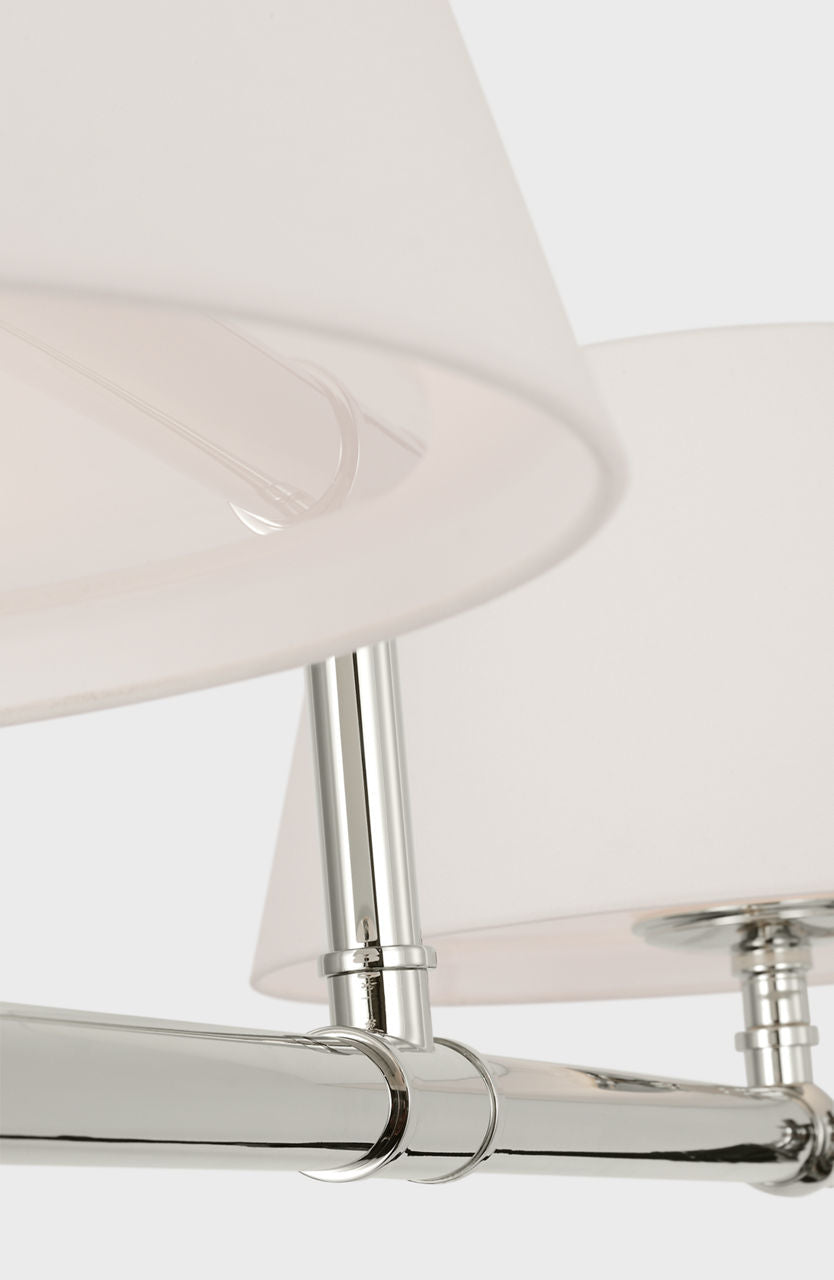 Marion 56" Linear Chandelier | Polished Nickel | Linen Shades
