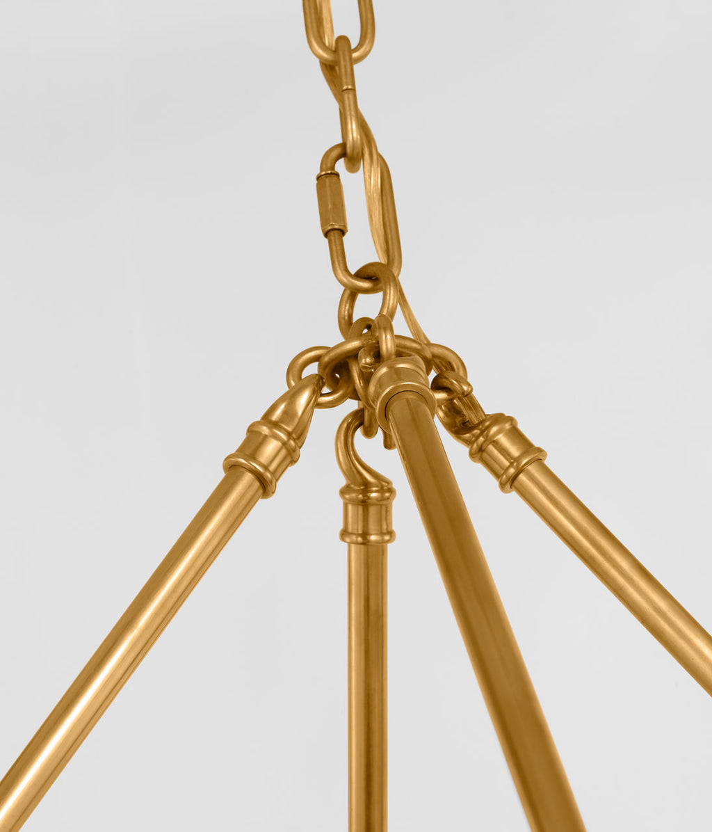 Classic 42" Ring Chandelier | Antique-Burnished Brass | Linen Shades
