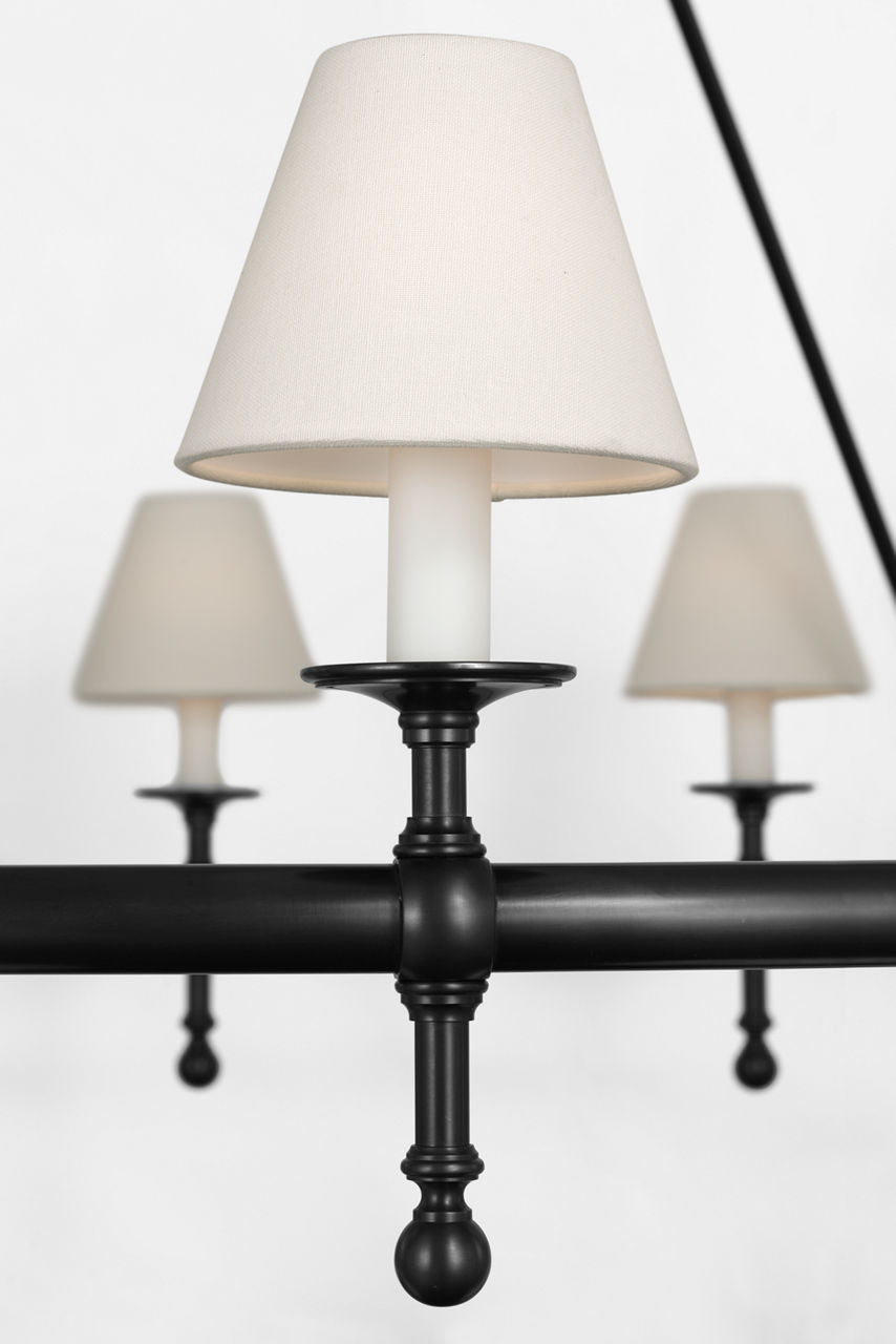 Classic 54" Two-Tier Ring Chandelier | Bronze | Linen Shades