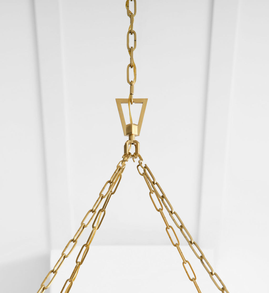 Darlana Large Wrapped Ring Chandelier | Antique-Burnished Brass and Natural Rattan