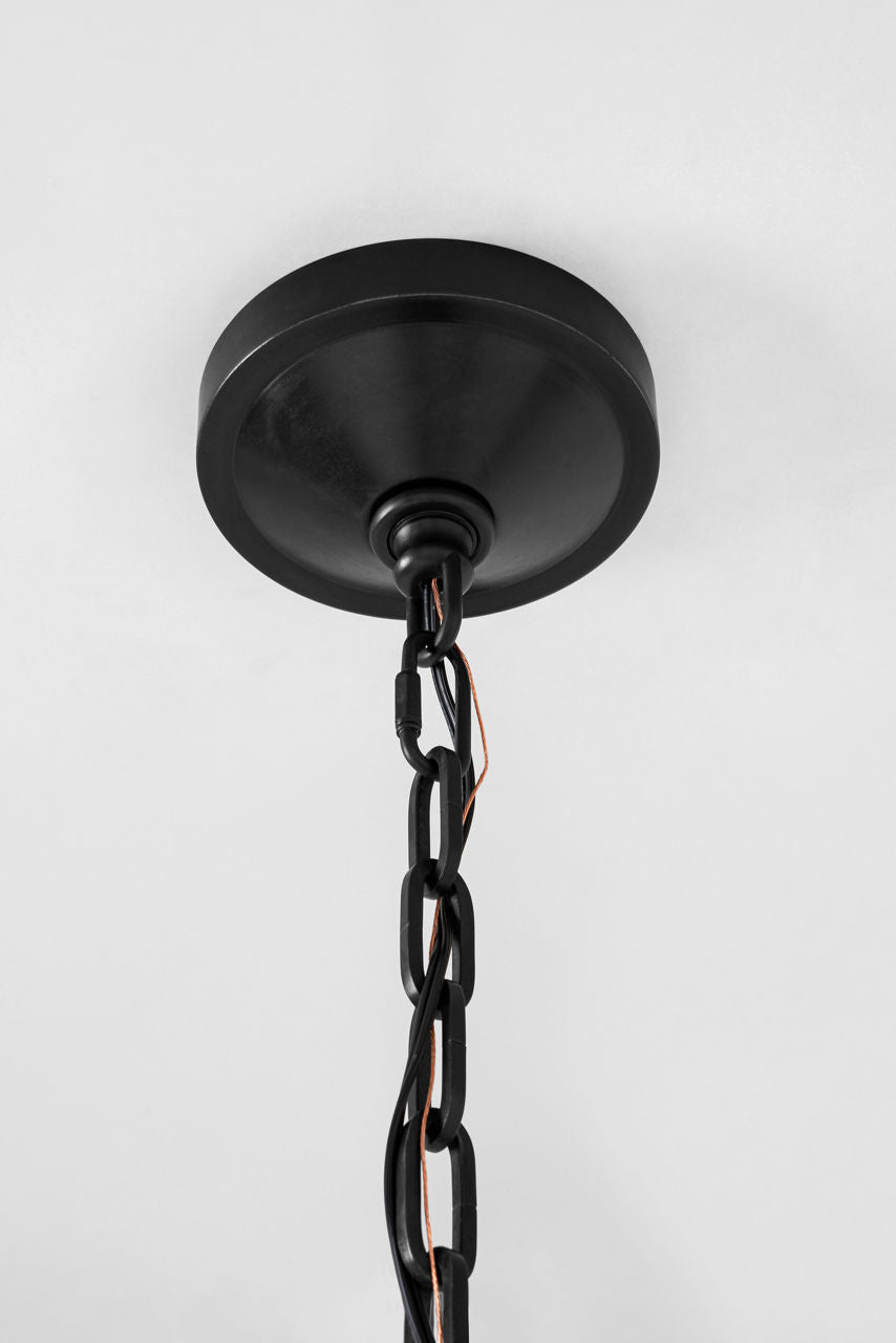 Darlana Large Wrapped Ring Chandelier | Aged Iron and Natural Rattan