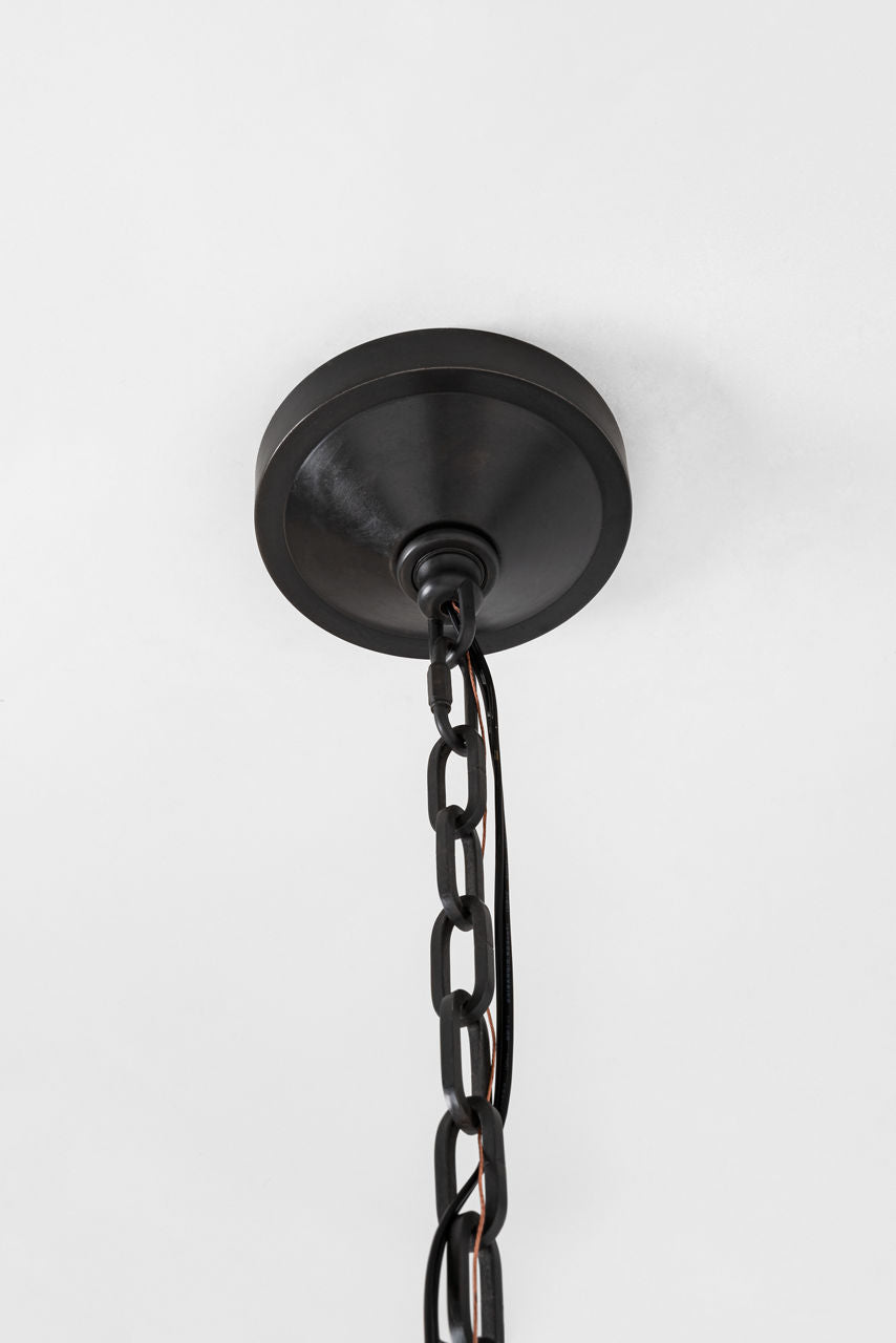 Darlana XL Wrapped Ring Chandelier | Aged Iron and Natural Rattan