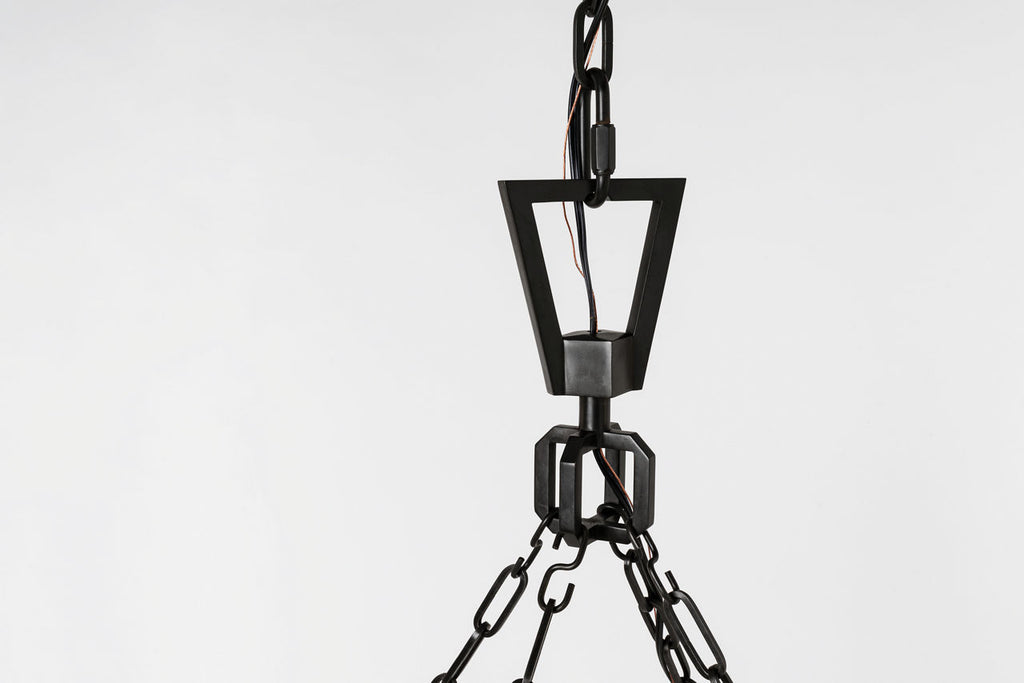 Darlana XL Wrapped Ring Chandelier | Aged Iron and Natural Rattan