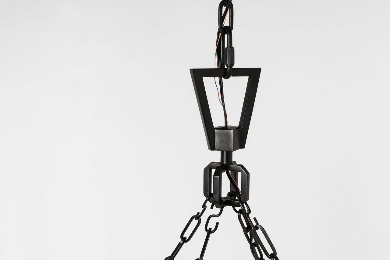 Darlana XL Wrapped Ring Chandelier | Aged Iron and Natural Rattan