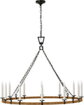 Darlana XL Wrapped Ring Chandelier | Aged Iron and Natural Rattan
