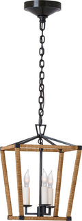 Darlana Mini Wrapped Lantern | Aged Iron and Natural Rattan