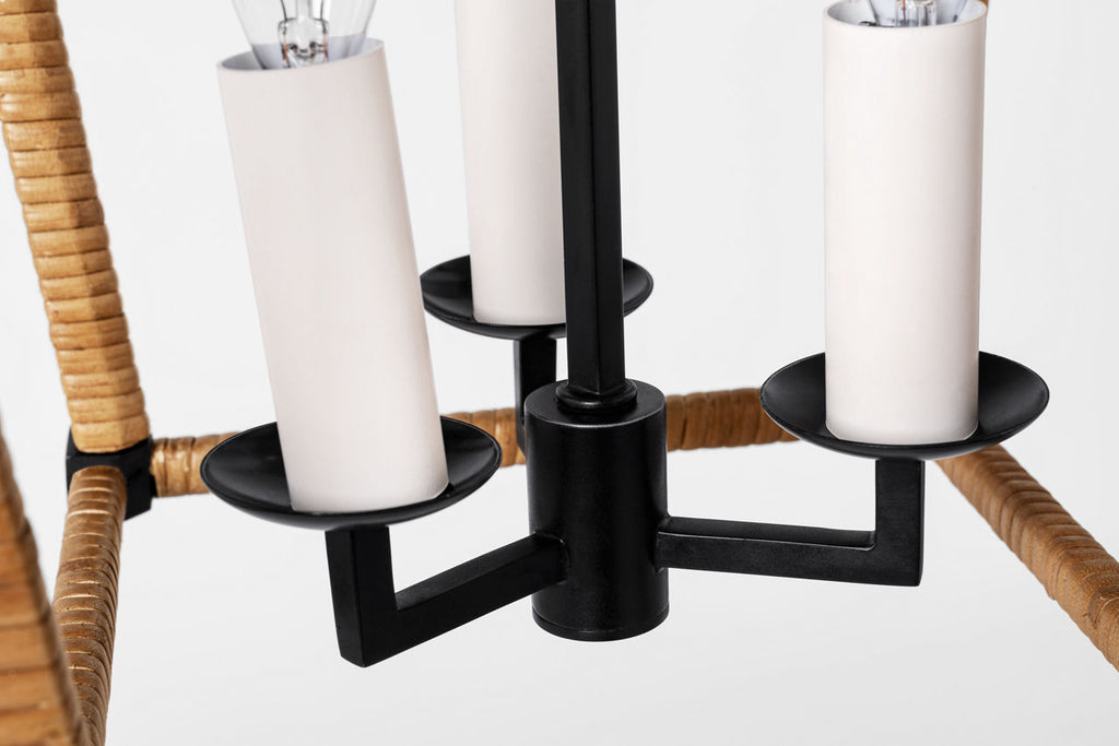 Darlana Mini Wrapped Lantern | Aged Iron and Natural Rattan