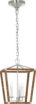 Darlana Mini Wrapped Lantern | Polished Nickel and Natural Rattan