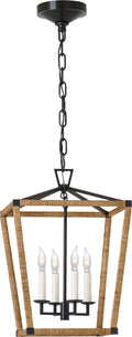 Darlana Small Wrapped Lantern | Aged Iron and Natural Rattan