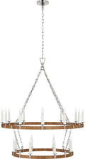 Darlana Large Two Tier Chandelier | Polished Nickel and Natural Rattan