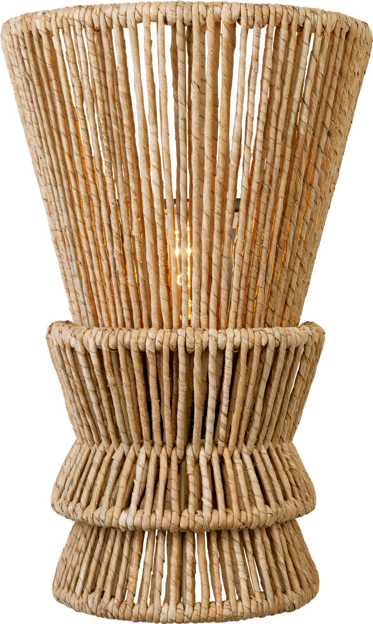 Antigua Medium Sconce | Polished Nickel and Natural Abaca
