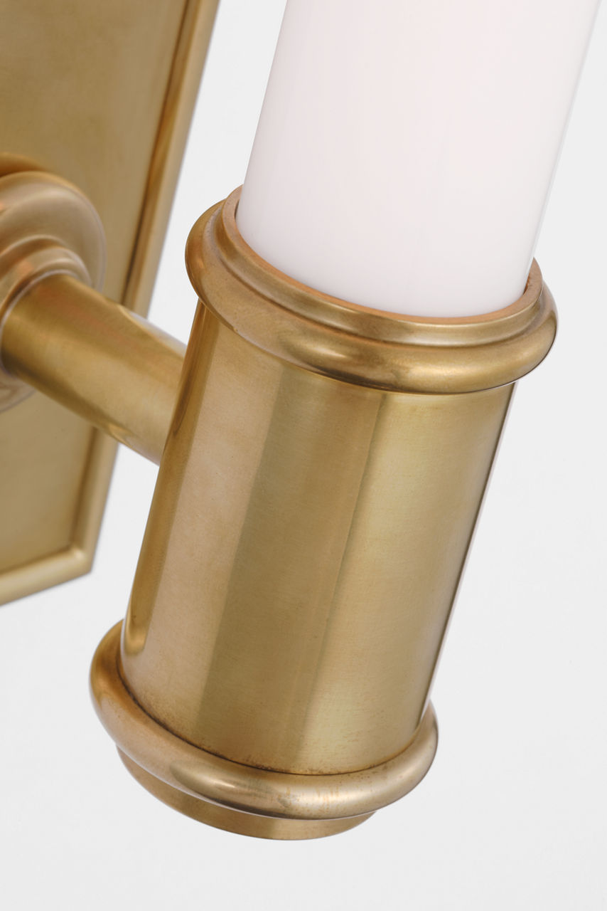 Owen 14" Single Bath Light | Antique-Burnished Brass | White Glass