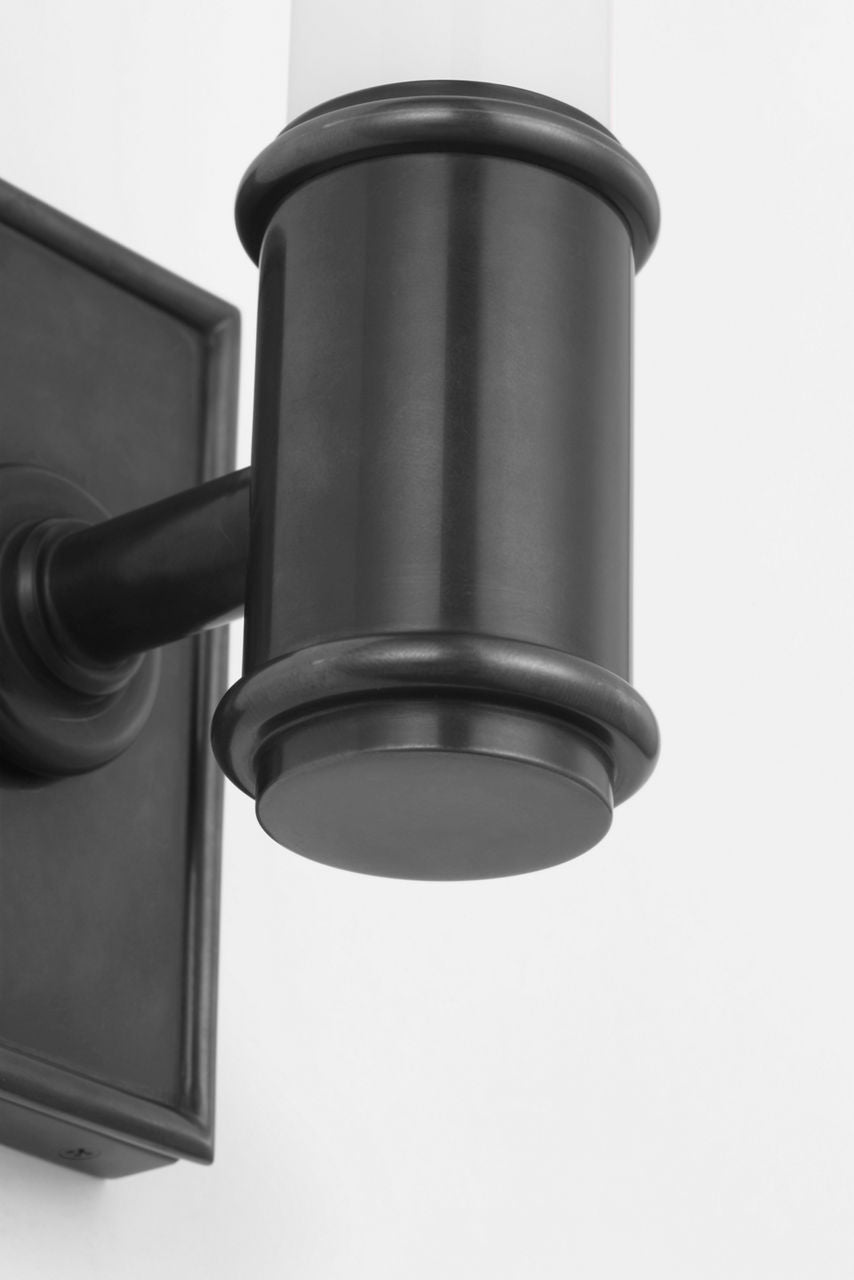 Owen 14" Single Bath Light | Bronze | White Glass