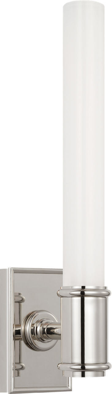 Owen 14" Single Bath Light | Polished Nickel | White Glass