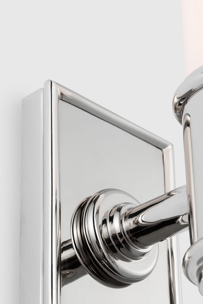 Owen 14" Single Bath Light | Polished Nickel | White Glass
