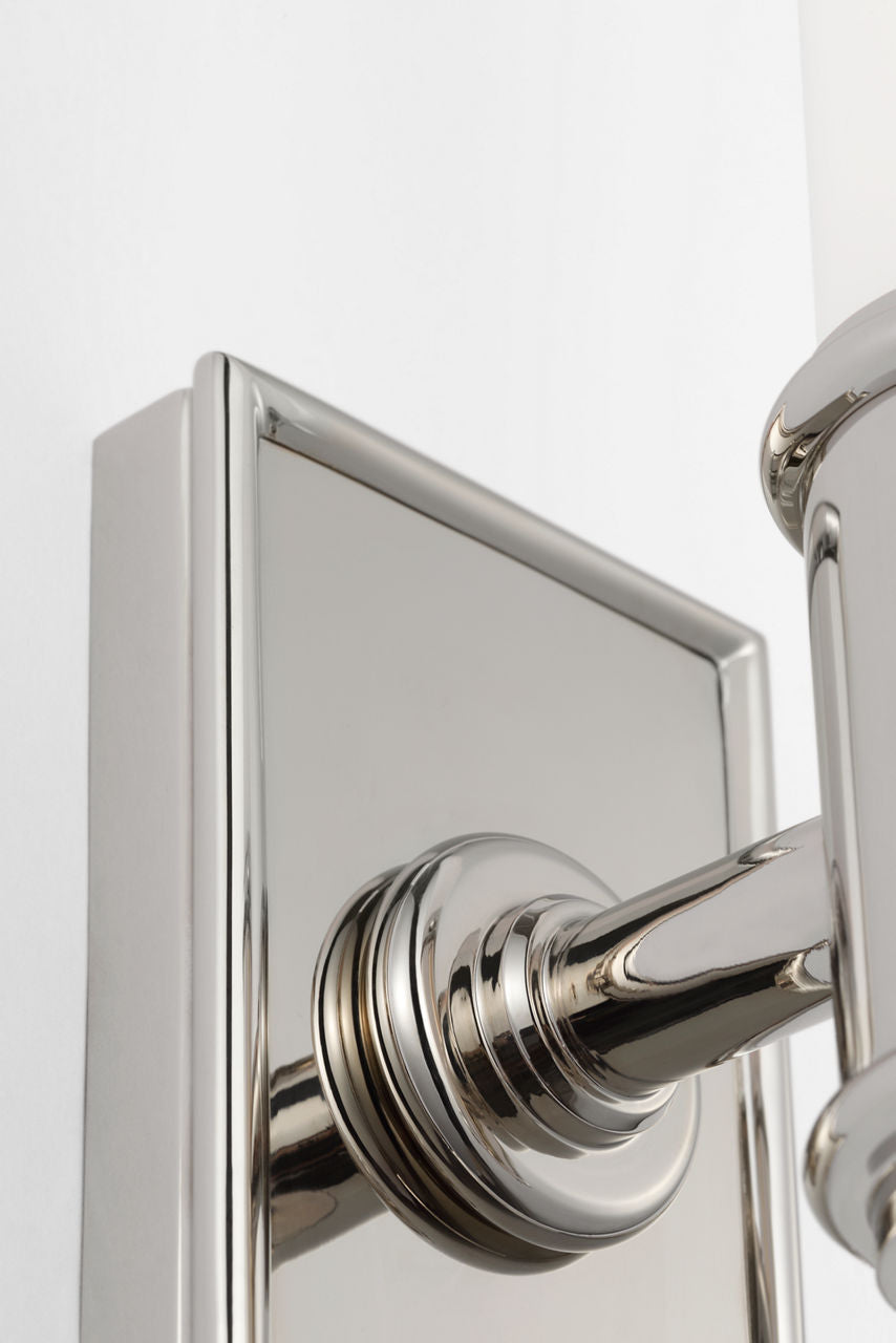 Owen 14" Single Bath Light | Polished Nickel | White Glass