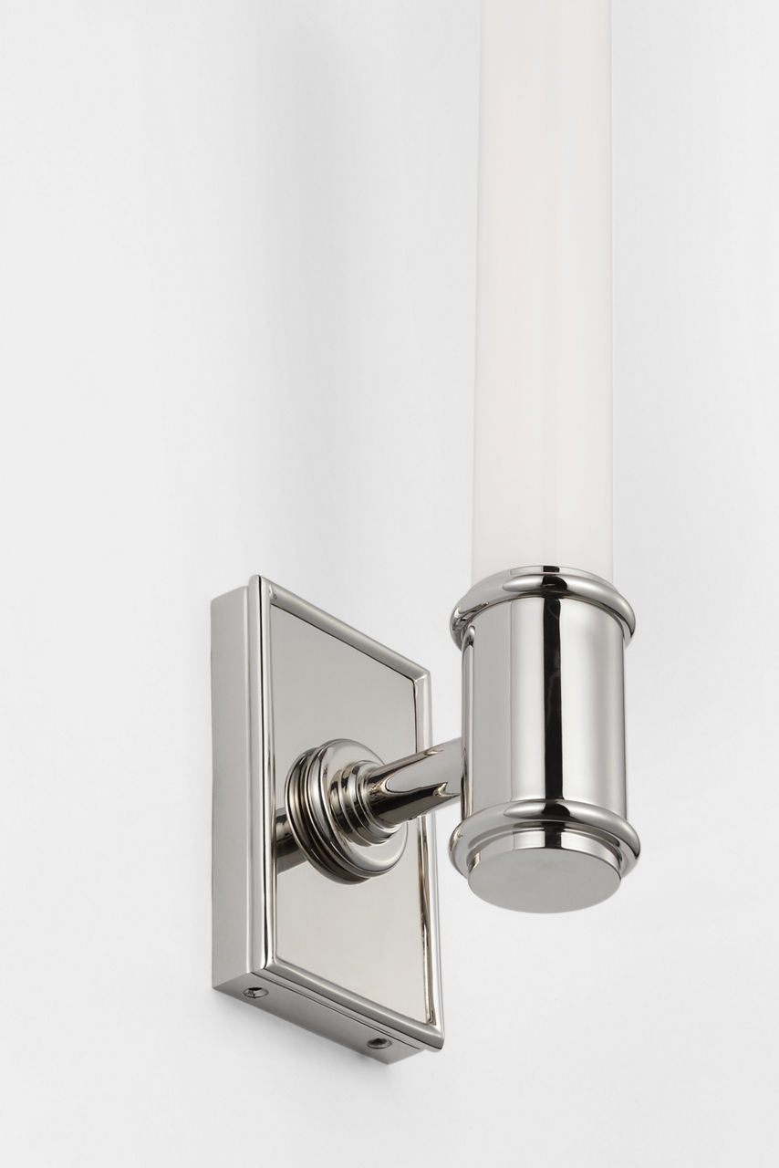 Owen 14" Single Bath Light | Polished Nickel | White Glass