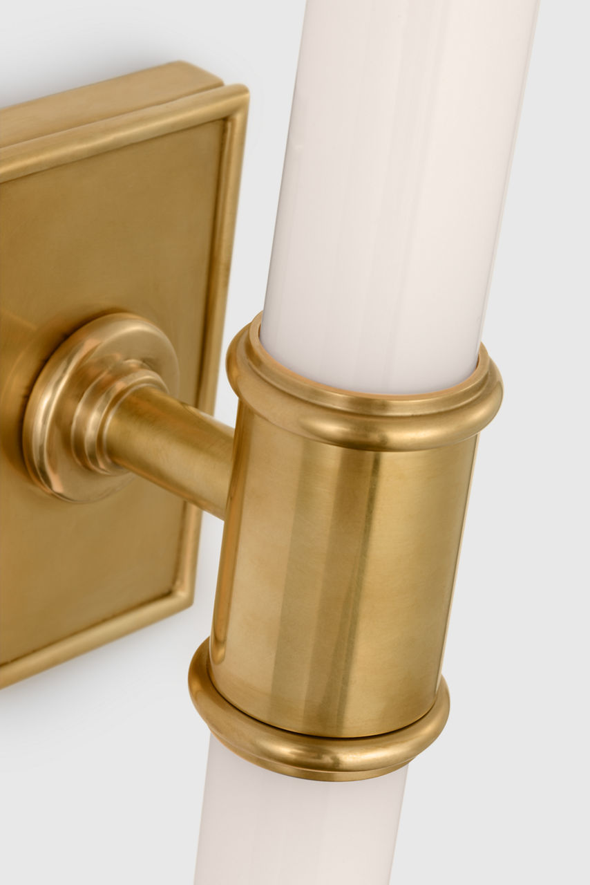 Owen 22" Double Bath Light | Antique-Burnished Brass | White Glass