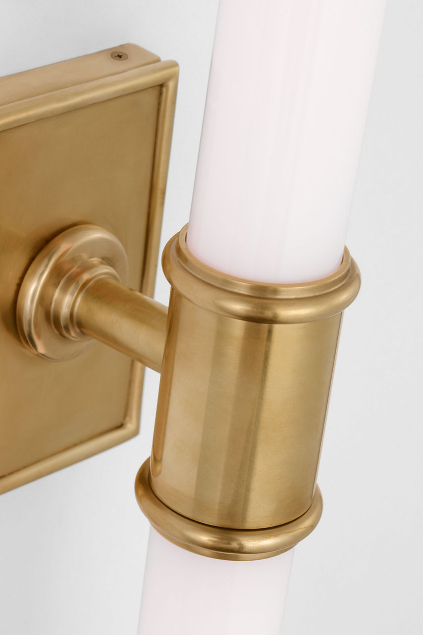 Owen 22" Double Bath Light | Antique-Burnished Brass | White Glass