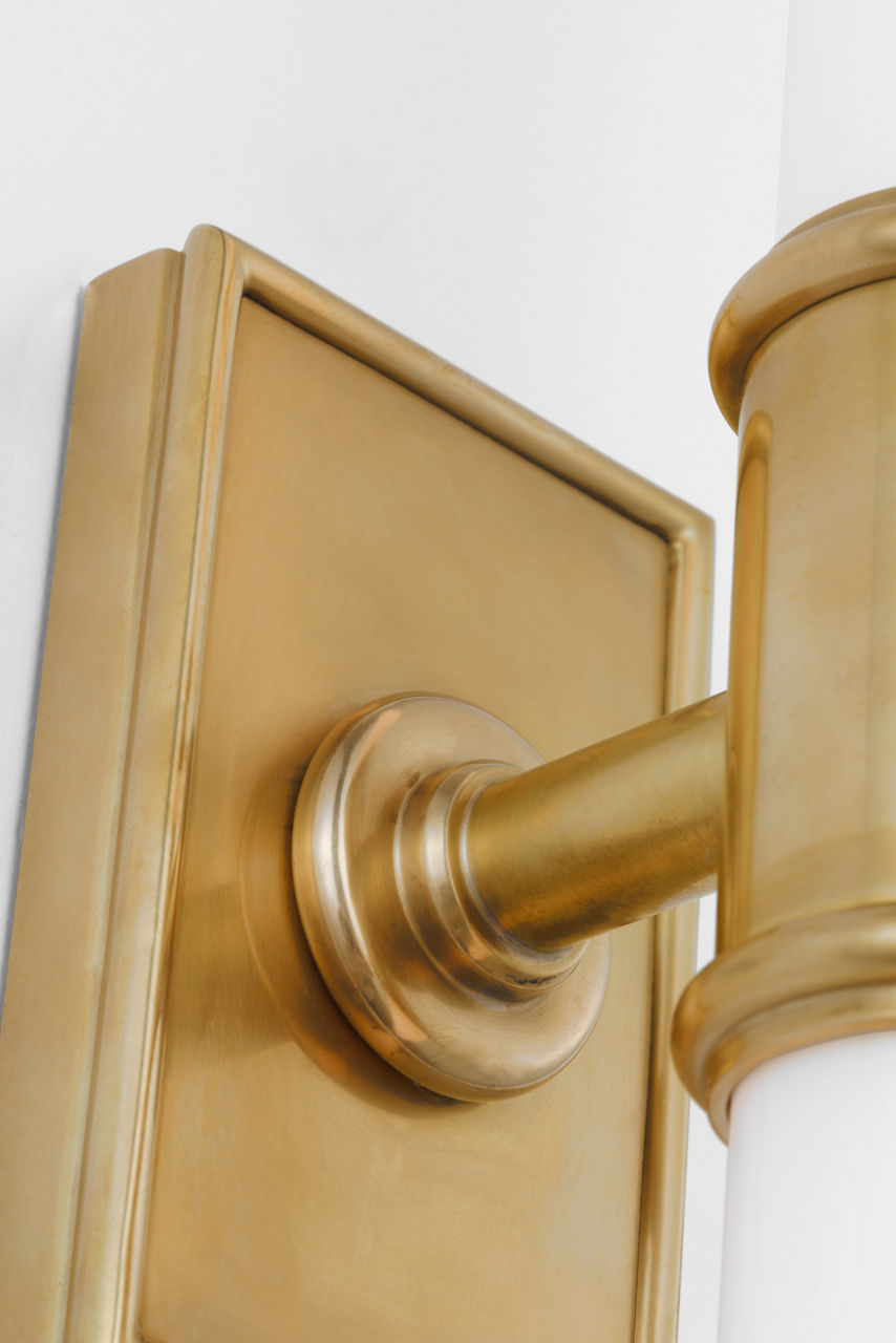 Owen 22" Double Bath Light | Antique-Burnished Brass | White Glass