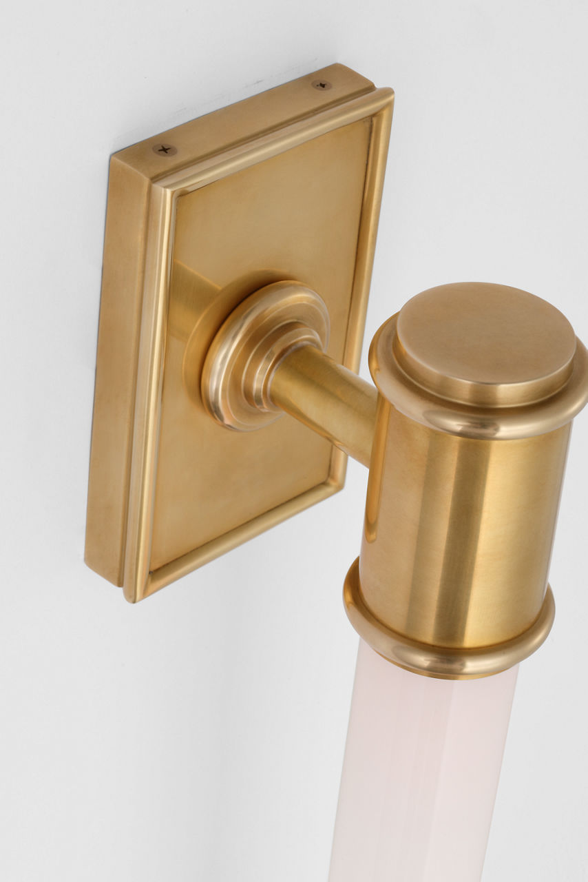 Owen 30" Linear Bath Light | Antique-Burnished Brass | White Glass