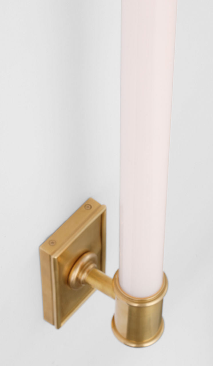 Owen 30" Linear Bath Light | Antique-Burnished Brass | White Glass