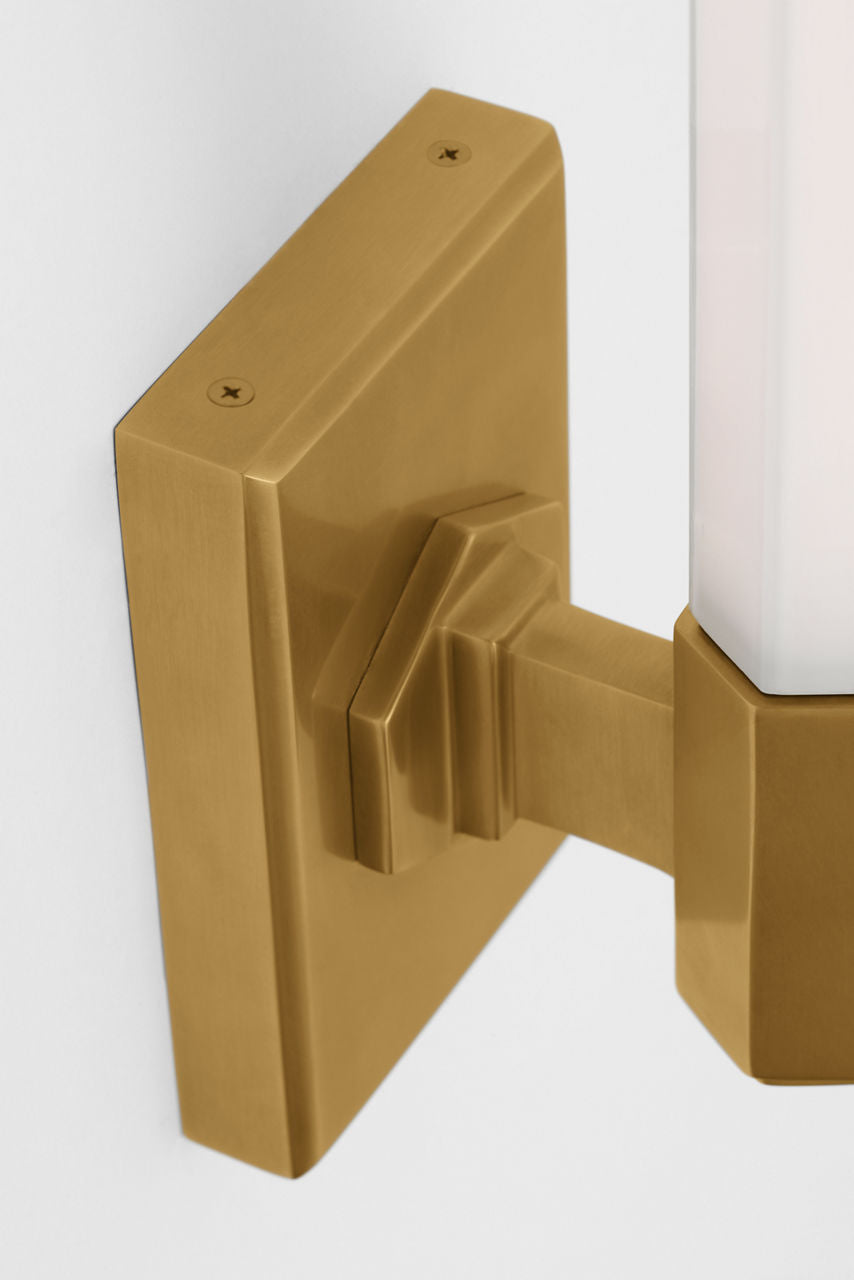 Hawthorne 13" Single Bath Light | Antique-Burnished Brass | White Glass