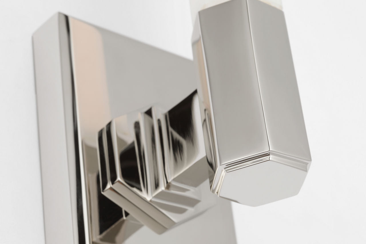 Hawthorne 13" Single Bath Light | Polished Nickel | White Glass