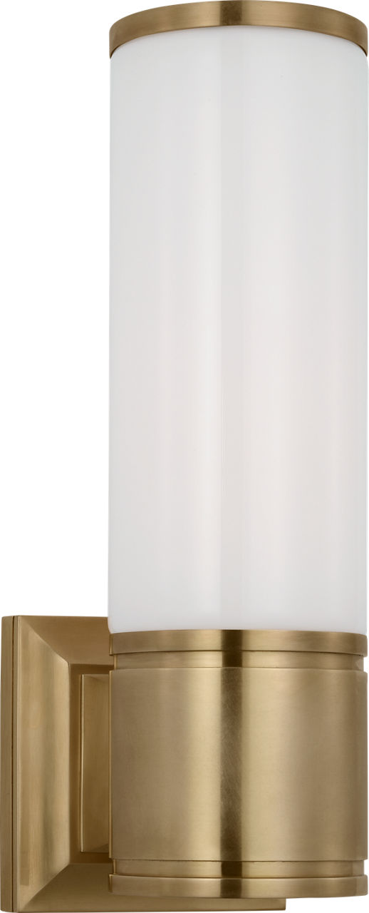 Halford 14" Bath Sconce | Antique-Burnished Brass | White Glass