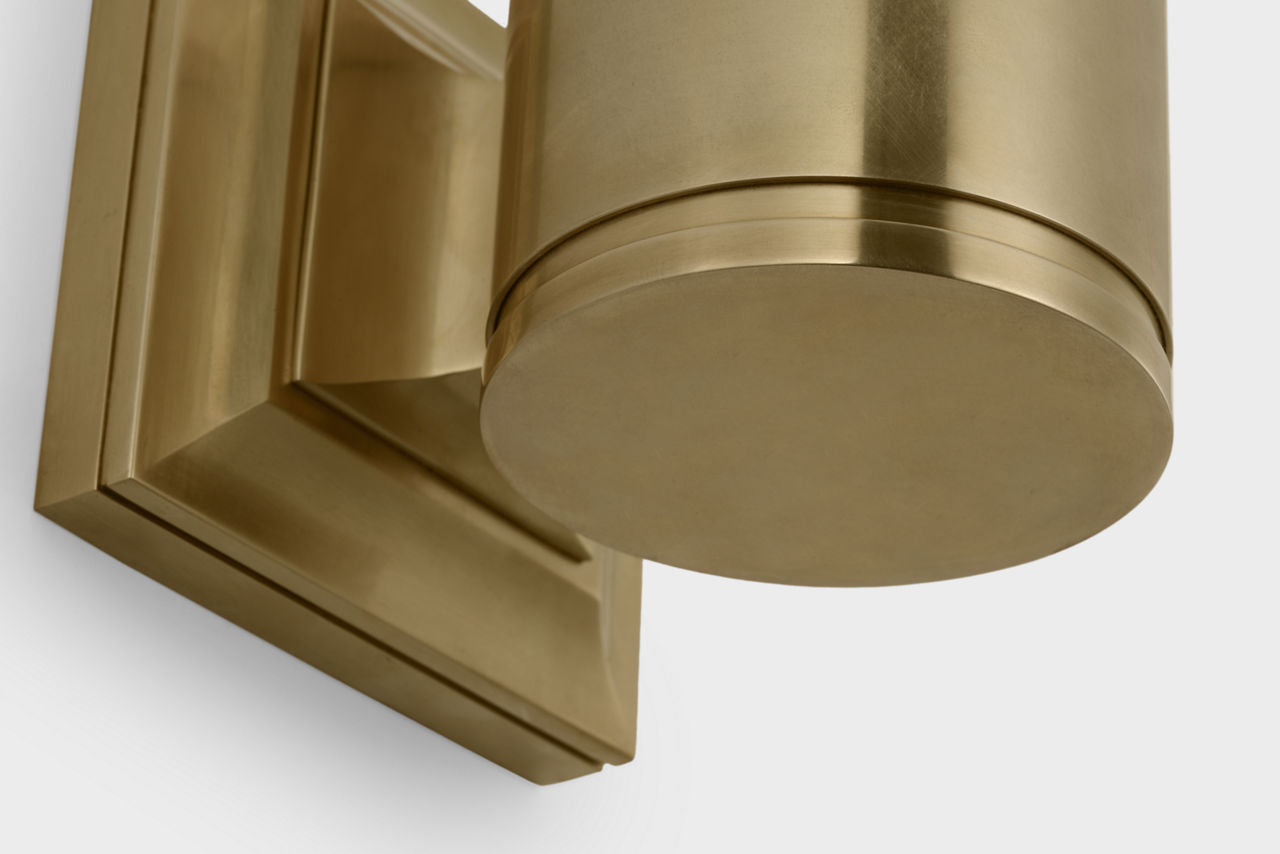 Halford 14" Bath Sconce | Antique-Burnished Brass | White Glass