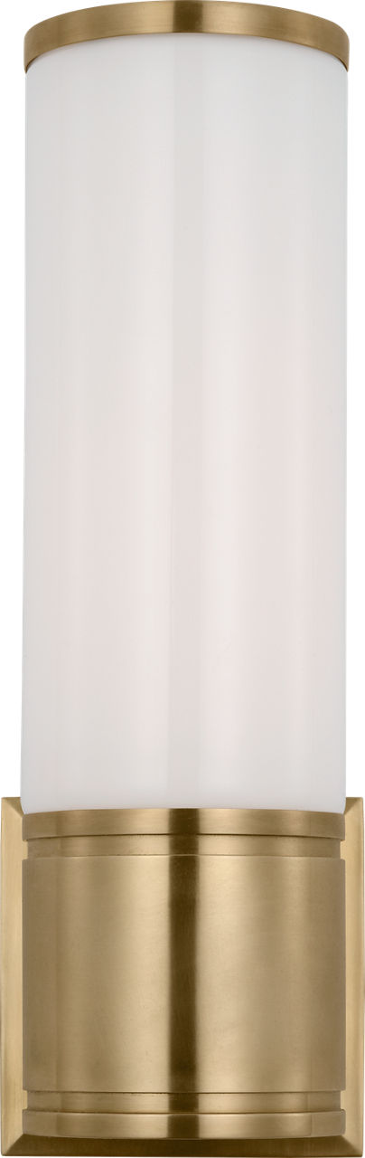 Halford 14" Bath Sconce | Antique-Burnished Brass | White Glass
